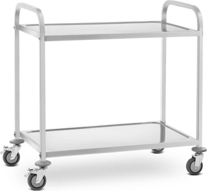 Royal Catering Carrello inox - 2 ripiani - fino a 160 kg - 2 freni
