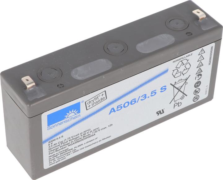 Actual product image Tadiran Sonnenschein Dryfit A506/3.5 S lead battery, connection 4.8mm (6 V, 3.50 Ah)