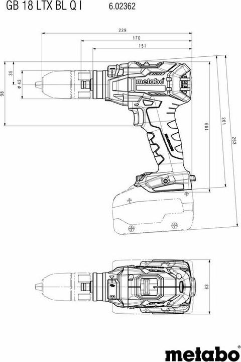 Image du produit Metabo Taraud sans fil 18V GB 18 LTX BL Q I (Fonctionnement sur batterie)