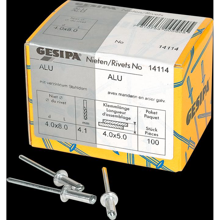 Gesipa Blindnieten 4.0x8 mm Aluminium 100 Stück