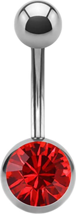 Produktbild Star Piercing Banane High Polished mit Swarovski Kristallkugel rot (ohne Messing, Chirurgenstahl 316L)