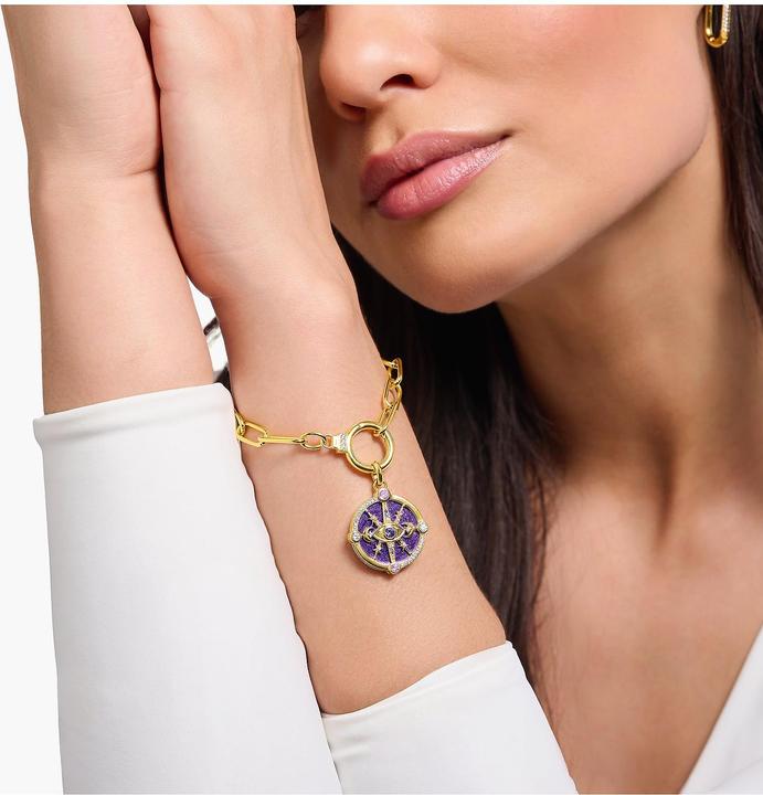 Produktbild Thomas Sabo Kettenanhänger Auge mit kosmischen Details und bunten Steinen Silber vergoldet (925er Silber, Emaille)