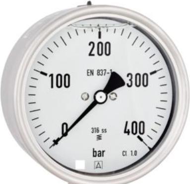Produktbild Erik Faergemann Kemi manometer 12" x Ø100 0-16 bar nedadrettet studs med glycerin