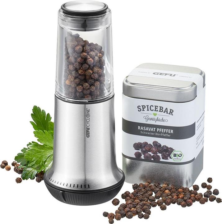Actual product image GEFU Salt mill Pepper mill X-PLOSION M stainless steel 15 cm + 80 g Rasavat pepper