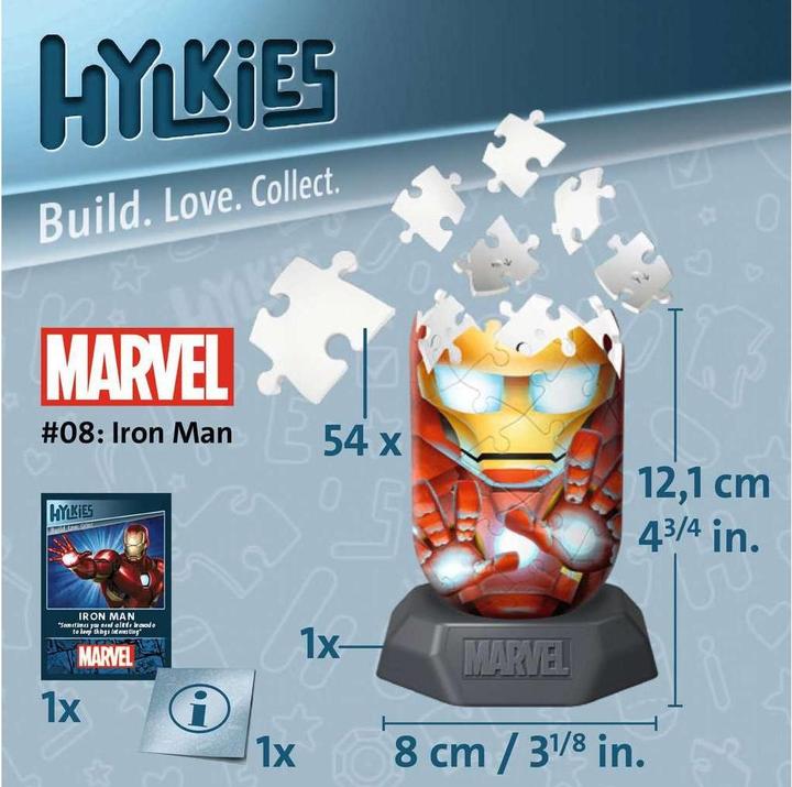 Immagine prodotto Ravensburger Hylkies: La nuova serie di figure da collezione da assemblare da soli. Figura #08 - Iron Man - (54 pezzi)