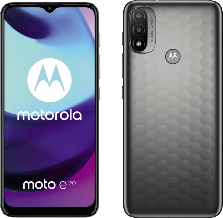 Productafbeelding Motorola Moto e20 (32 GB, Grafietgrijs, 6.50", Hybride dubbele SIM, 13 Mpx, 4G)