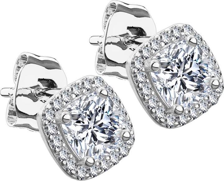 Produktbild Star Piercing Ohrstecker silber quadratisch mit Kristall Umrandung und Kristall mittig (ohne Messing, 925 Sterlingsilber)