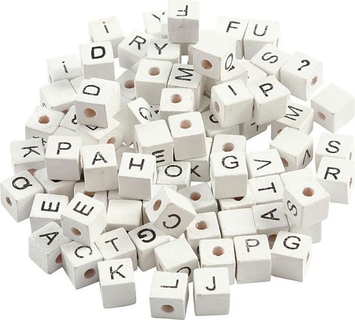 Produktbild Creativ Company Holz-Buchstabenperlen Weiss A-Z, 750 Stück.
