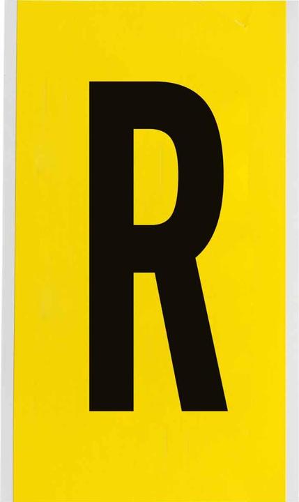 Immagine prodotto Brady 3470-R, B-499, tessuto in nylon, lettera R, nero su giallo, 127 x 228 mm, altezza carattere 152