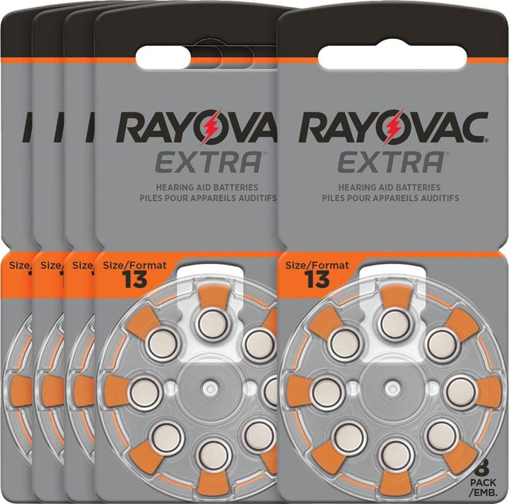 Actual product image Rayovac Set of 5 hearing aid batteries type 13, orange, Zn/air 1.45 volt 290 mAh, 40-pack (40 pcs., 310 mAh)