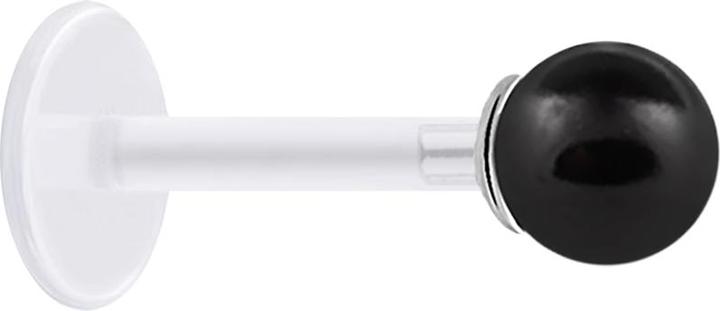 Produktbild Star Piercing Micro Labret transparent mit Perle Kugel schwarz (ohne Messing, 925 Sterlingsilber, Bioflex)