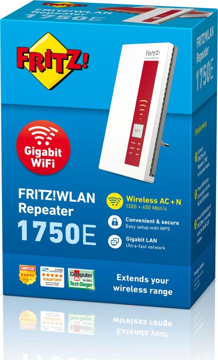 Image du produit AVM FRITZ!WLAN Repeater 1750E (1300 Mbit/s, 450 Mbit/s)