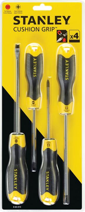 Productafbeelding Stanley CushionGrip schroevendraaierset 4 stuks - sleuf, kruiskop (Schroeven met sleufkop, Phillipps kruissleuf (PH))