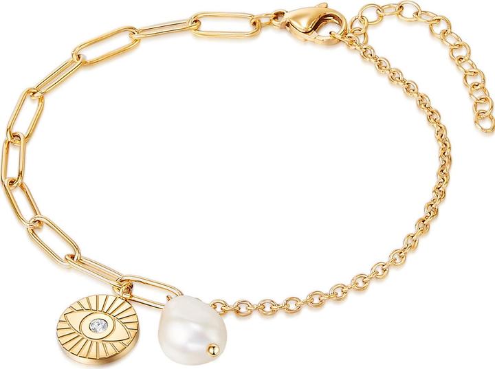Immagine prodotto Valero Pearls Donna acciaio inossidabile Preciosa perla d'acqua dolce coltivata oro giallo 17,0 cm lunghezza base (17 cm, Acciaio inossidabile)