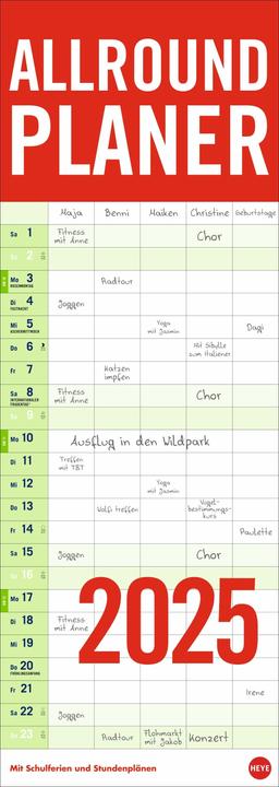Produktbild Heye Allround-Familienplaner Vertical Kalender 2025 (24,5 x 69 cm, Deutsch)