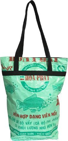 Immagine prodotto Bekos Upcycling - Grande borsa della spesa realizzata con sacchetti di cibo per pesci riciclati, verde