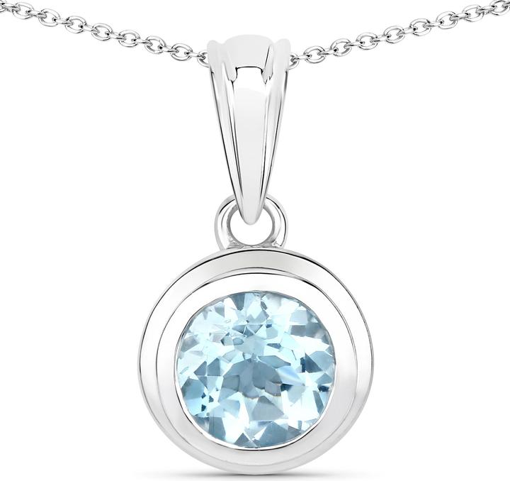 Immagine prodotto Xen Ciondolo con catena topazio blu solitario 45 cm argento 925 (Argento 925, 45 cm)
