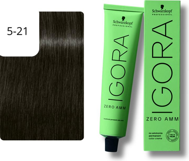 Actual product image Schwarzkopf Igora Zero AMM - 5-21 Light Brown Ash Cendré (5-21 Light Brown Ash Cendré)