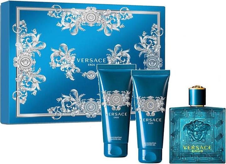Versace Eros Perfume, Shower Gel & After Shave Balm Set (Körperpflegeset, Parfum set)