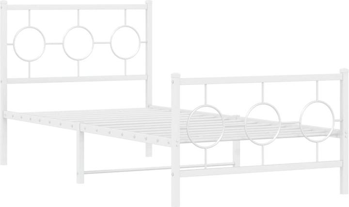 Produktbild VidaXL Bettgestell Kopfteil Fussteil Metallbett Bett Einzelbett Weiss 90x200cm (90 x 200 cm)