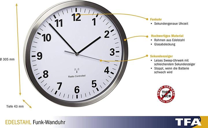 Image du produit TFA Funk-Wanduhr (30.50 cm)