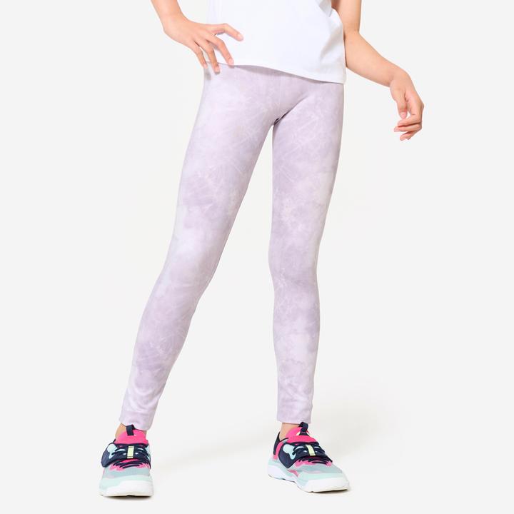 Actual product image Decathlon Children's breathable leggings - purple print (6, 7, 8)
