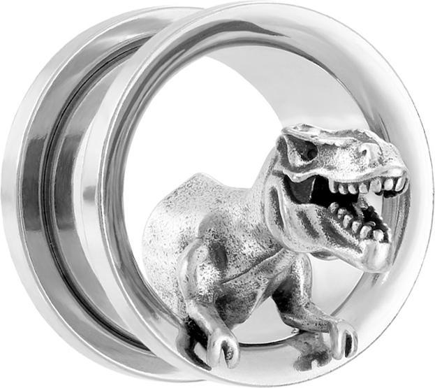 Star Piercing Flesh Tunnel silber T-Rex (ohne Messing, Chirurgenstahl 316L)