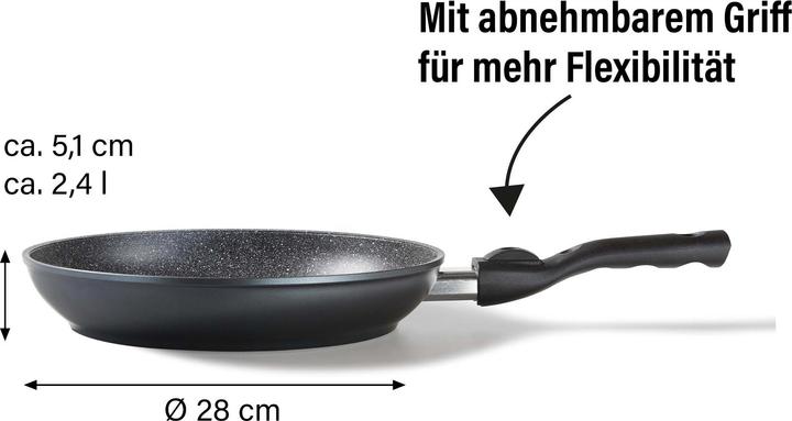 Produktbild Stoneline Bratpfanne 28cm, Made in Germany mit abnehmbarem Griff, Induktion und antihaftbeschichtet (28 cm, Bratpfanne, Aluminium)