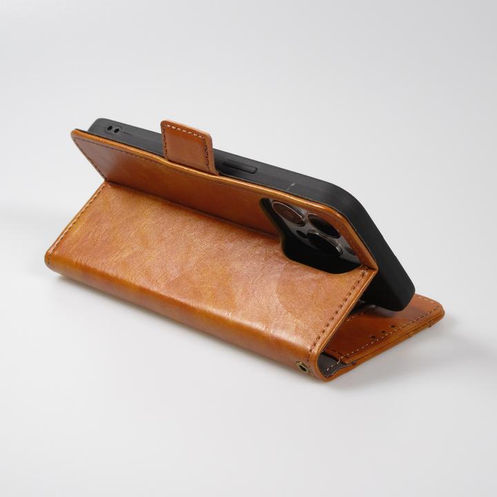 Actual product image PhoneLook Etui cuir Flip Wallet en cuir véritable avec stripe design et compartiment à cartes (Apple iPhone 13 Pro Max)