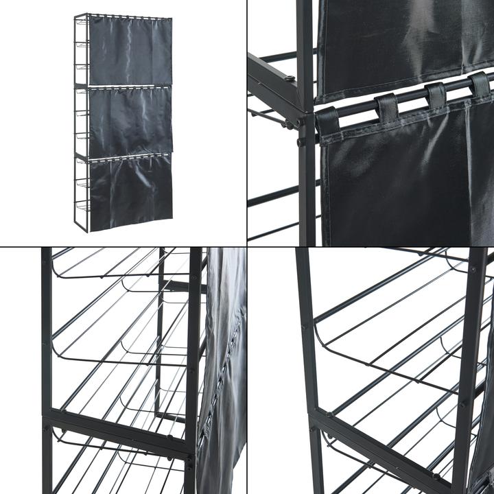Actual product image En.Casa Sel shoe rack with curtain set of 3 black (80 x 32 x 60 cm)