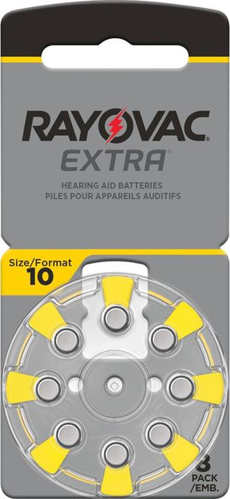 Rayovac Pile Zinc Air, 10, 1.4V (8 pcs, PR70, 105 mAh)