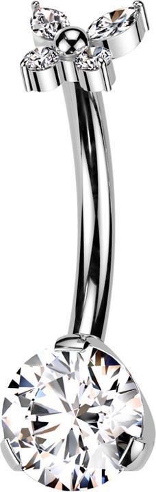 Immagine prodotto Star Piercing Threadless Banane silber einfacher Schmetterling silber Kristalle silber und Kristall silber gefasst (senza ottone, Titanio G23)