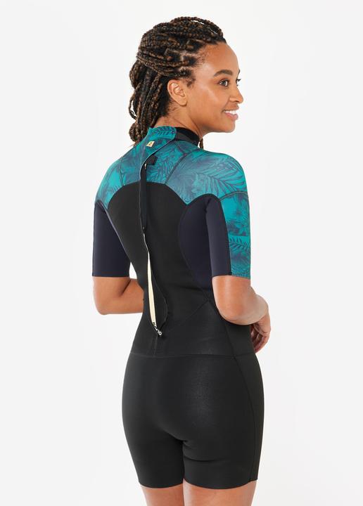 Produktbild Olaian Neopren Shorty Surfen Damen kurzarm Rückenreissverschluss 500 1,5 Mirage schwarz (1 mm, L)