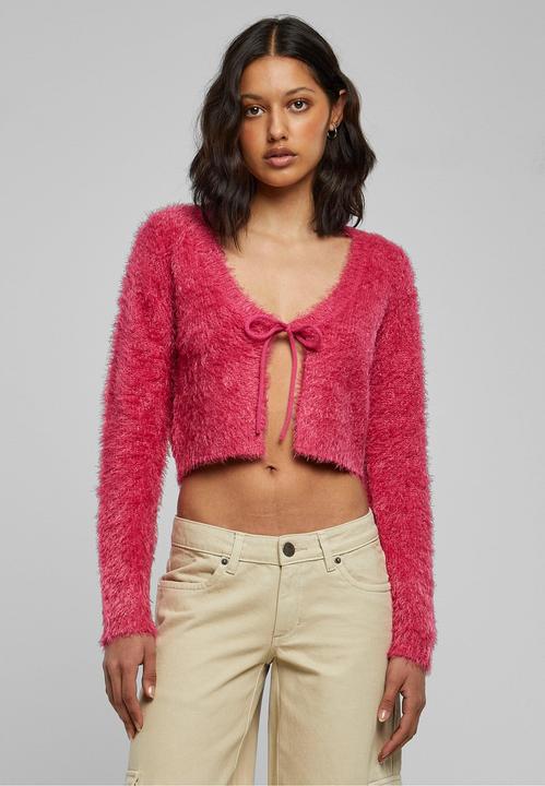 Actual product image Urban Classics Ladies Tied Cropped Feather Cardigan - 117653 (XL)