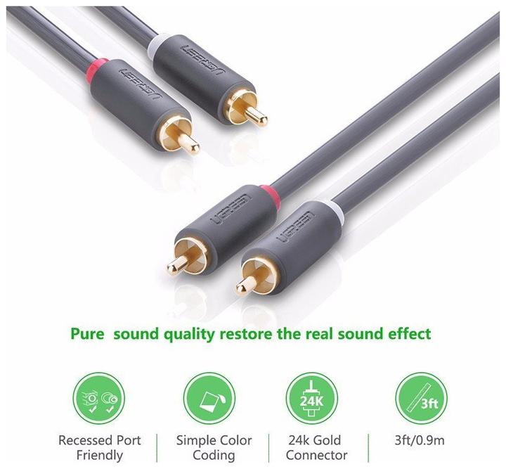 Actual product image Ugreen 2RCA (Cinch) to 2RCA (Cinch) Cable 3m (black) (3 m)