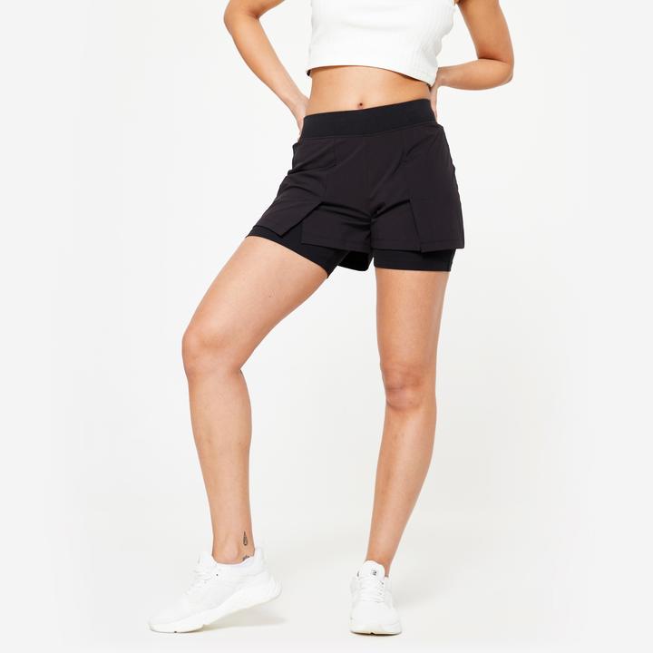 Image du produit Domyos Short avec sous-vêtement 2-en-1 femme - 500 noir (S)
