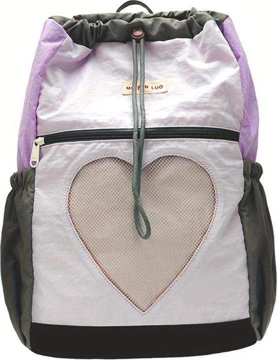Actual product image Only-Bags.Store Colour block nylon backpack with drawstring closure, adjustable strap, polyester lining