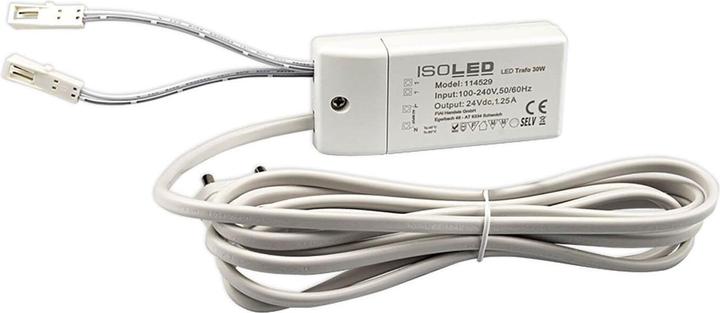 Image du produit Isoled Transformateur LED MiniAMP 24V/DC, 0-30W, câble de 200cm avec borne à lame, secondaire 2 prises