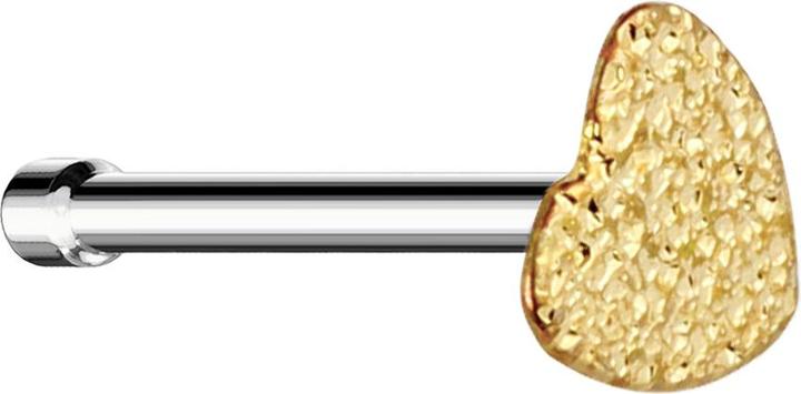 Immagine prodotto Star Piercing Nasenstecker gerade silber mit sandgestrahltem Herz vergoldet (senza ottone, Acciaio chirurgico 316L)