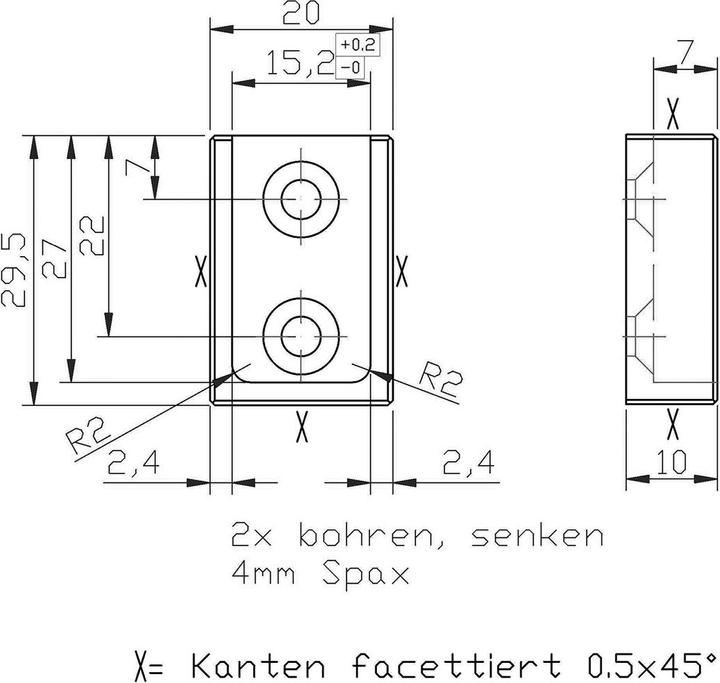 Produktbild OK-Line Schrankrohrlager eckig (1 Stk.)