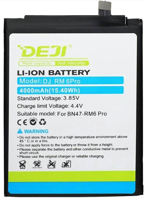 Actual product image DEJI Battery Xiaomi Redmi 6 Mi A2 BN47 4000mAh