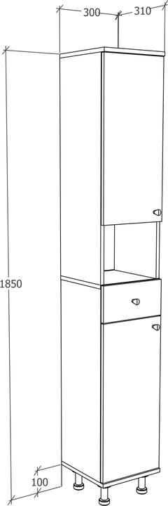 Produktbild VCM Holz Badmöbel Hochschrank Badregal Badschrank Badezimmer Schublade Regal Nilosi (30 x 31 x 185 cm)