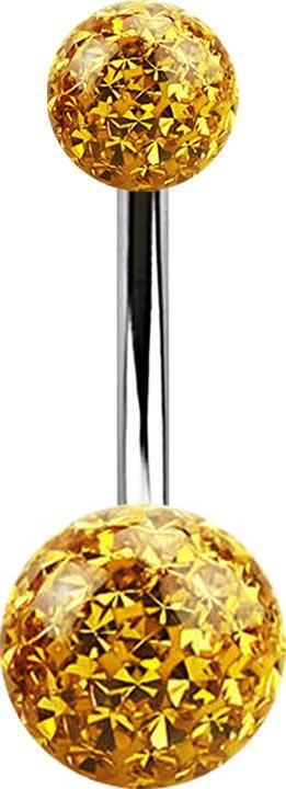 Immagine prodotto Star Piercing Banana d'argento con due sfere di cristallo topazio Strato protettivo epossidico (senza ottone, Acciaio chirurgico 316L)