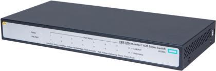 Actual product image HPE OfficeConnect 1420 PoE+ () Unmanaged L2 Gigabit Ethernet (10/100/1000) Power over Ethernet (PoE) 1U (8 Ports)
