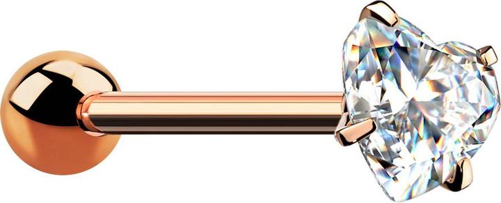Actual product image Star Piercing Barbell rosegold mit Kugel und Kristallherz silber gefasst (without brass, Surgical steel 316L)