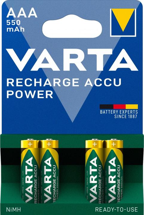 Productafbeelding Varta Micro (AAA) oplaadbare batterij NiMH Ready2Us (4 Pcs., AAA, 550 mAh)