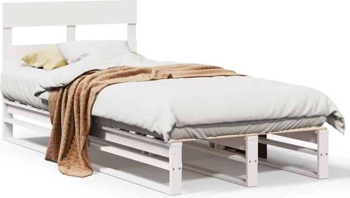 Image du produit VidaXL Lit en bois massif Lit en bois Lit palette Tête de lit Blanc 200x200cm Pin (200 x 200 cm)