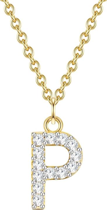 Glanzstücke München Damen Buchstabe P Sterling Silber Zirkonia Gelbgold 45,0 cm Basiskette + 5,0 cm Verlängerung - 32086 (Sterling Silber, 40 - 45 cm)