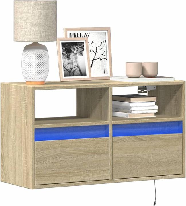 Produktbild VidaXL TV Schrank Wandschrank Lowboard Hängend mit LED-Beleuchtung Sonoma-Eiche