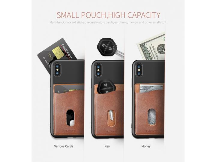 Productafbeelding Floveme Pasjeshouder leren hoesje zelfklevend voor smartphones (Universeel)